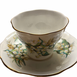 Royal Sea Grave Lilly of Valley GoldTrimmed bone China Teacup and Saucer England